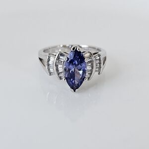Victoria Wieck Marquise Tanzanite & Diamond Simulant Sterling Silver Ring Sz 7!